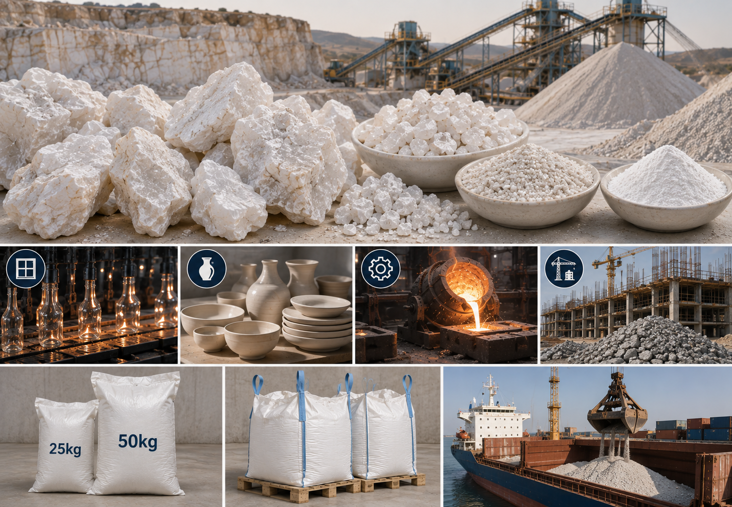 Quartz mineral white lumps Rajasthan export