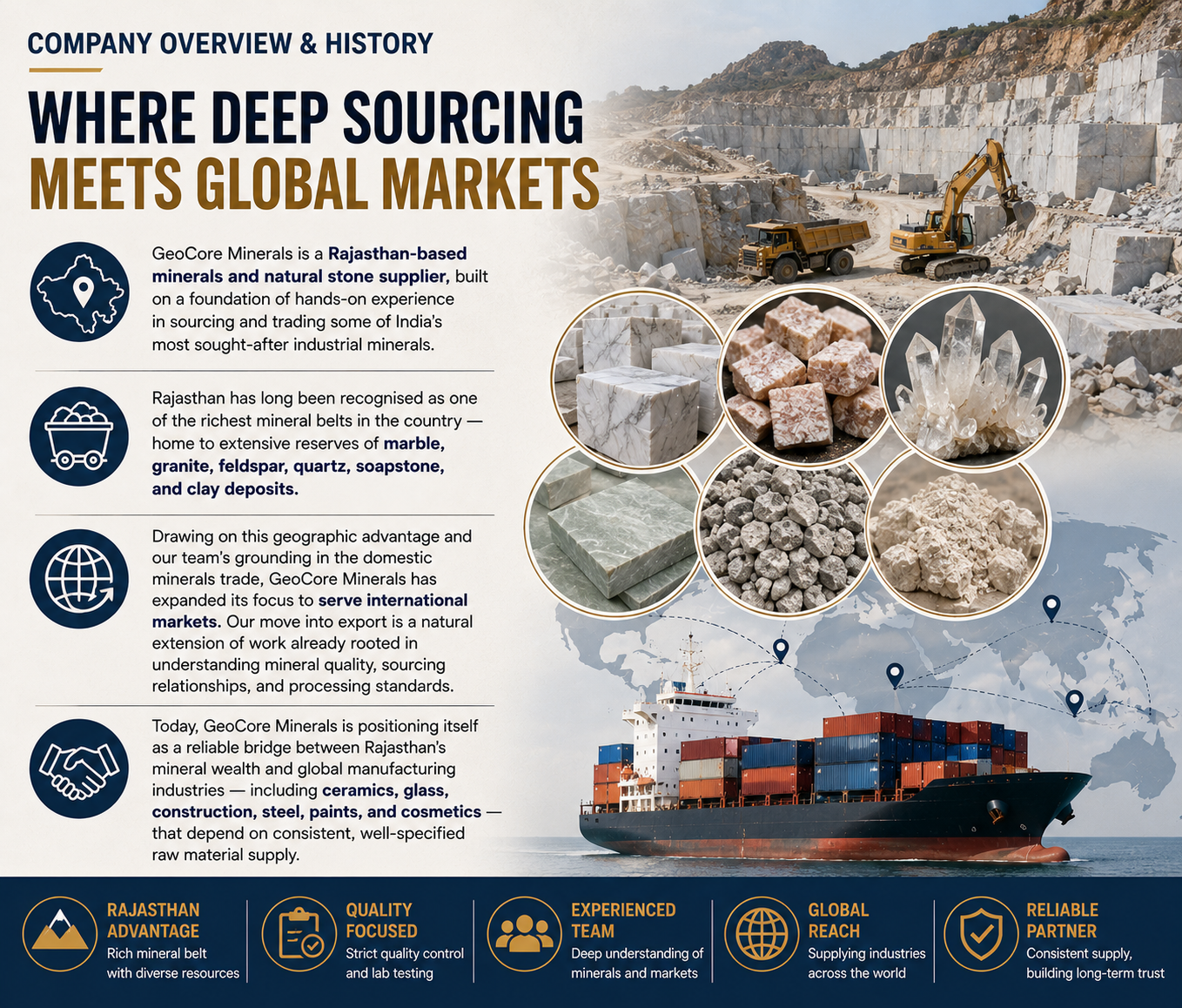 GeoCore Minerals sourcing operations quarry India