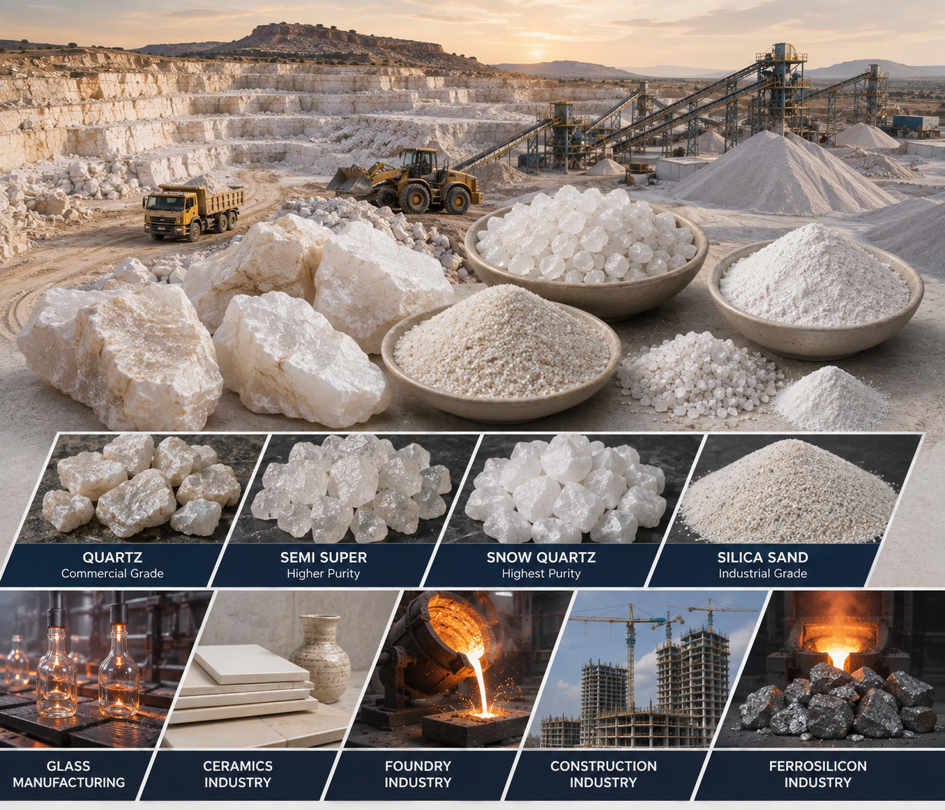 Quartz mineral white crystal India Rajasthan export